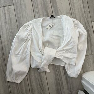 Express White Puff Sleeve Blouse